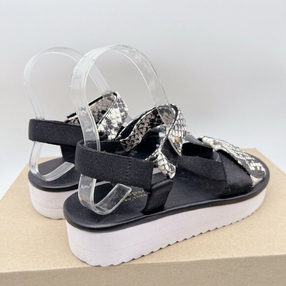Kate Spade Dotty Platform Embossed Snakeskin Print Sandals Black White 36.5 US 6 - Picture 6 of 12